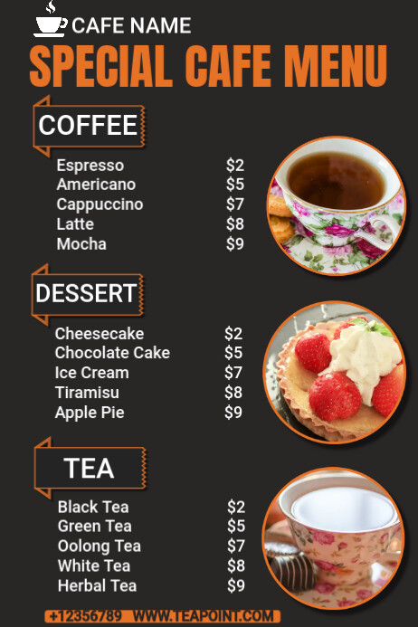Modern & Minimal Cafe Menu Special Template Poster
