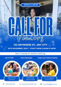 Modern & Minimal Call For Vendors For Flea Market Ad Flyer  A4 template