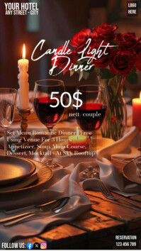 Modern & Minimal Candle Light Dinner Digital Display (9:16) template
