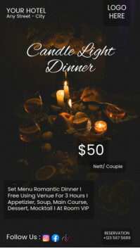 Modern & Minimal Candle Light Dinner Digital Display (9:16) template