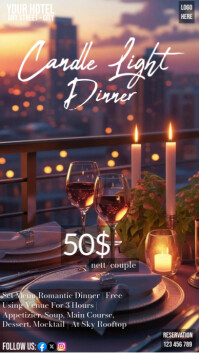 Purple Candle Light Dinner Digitalt display Template