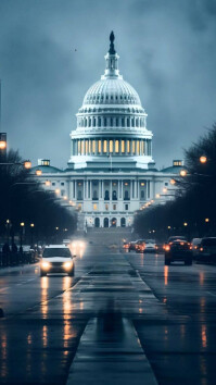 Modern & Minimal Capitol Storm – Washington D.c. In The Rain Digital Display (9:16) template