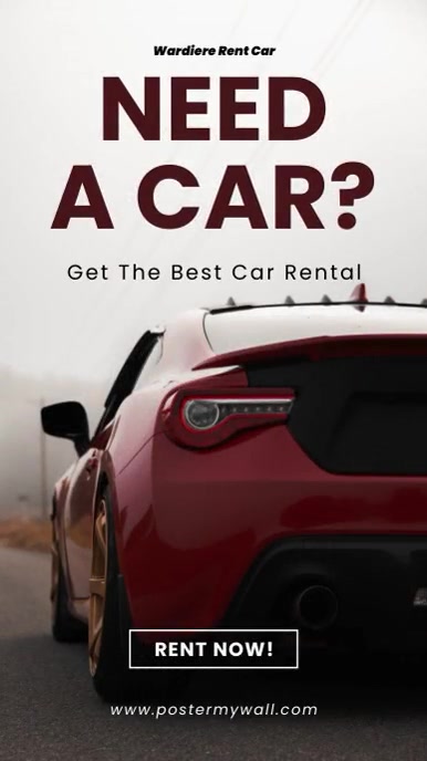 Modern & Minimal Car For Rent Instagram Reel Template | PosterMyWall