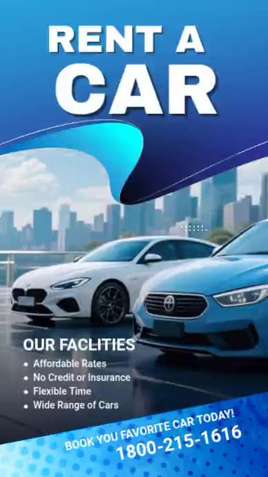 Modern & Minimal Car Rental Facebook Story Video Template | PosterMyWall