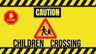 Modern & Minimal Caution, Children Crossing  Youtube Thumbnail template