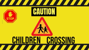 Modern & Minimal Caution, Children Crossing  Youtube Thumbnail template