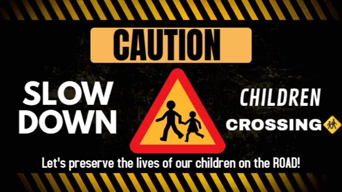 Modern & Minimal Caution, Children Crossing Sign Youtube Thumbnail template