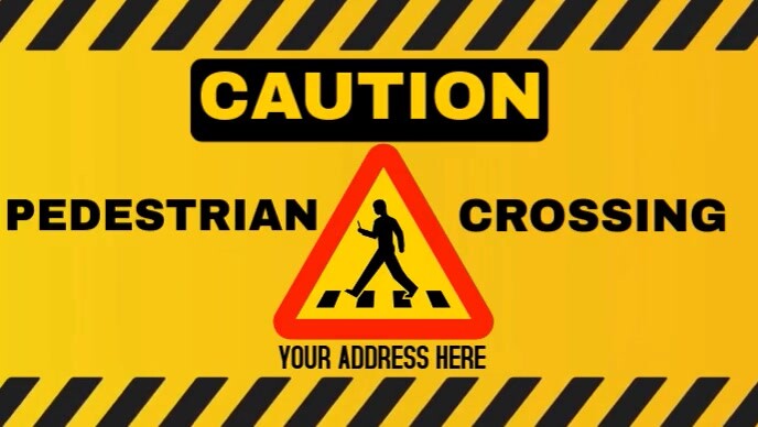 Modern & Minimal Caution, Pedestrian Crossing Sign Youtube Thumbnail template