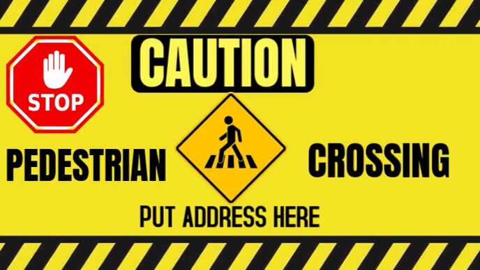 Modern & Minimal Caution, Pedestrian Crossing Sign Youtube Thumbnail template