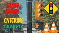 Modern & Minimal Caution, Road Traffic Sign Youtube Thumbnail template