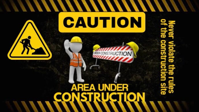 Modern & Minimal Caution, Work In Progress(under Construction) Youtube Thumbnail template