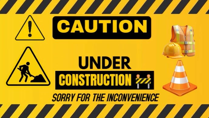 Modern & Minimal Caution, Work In Progress(under Construction) Youtube Thumbnail template