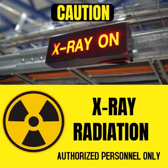 Modern & Minimal Caution, X-ray Radiation Sign  Instagram Post template