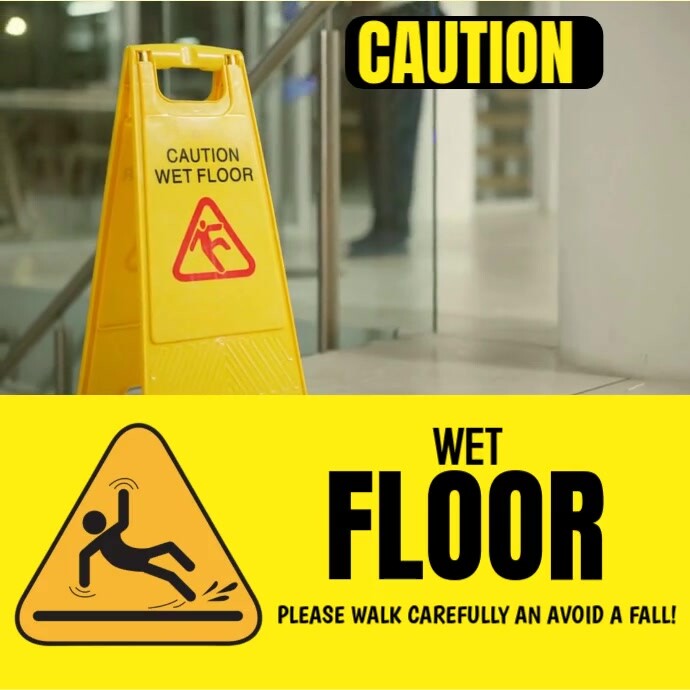 Modern & Minimal Caution Wet Floor Sign  Instagram Post Instagram-opslag template
