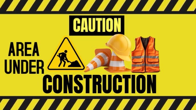 Modern & Minimal Caution Work In Progress Sign Youtube Thumbnail YouTube-miniature template
