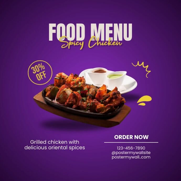 Modern & Minimal Chicken Spicy Menu Persegi ( Isikwele (1:1) template