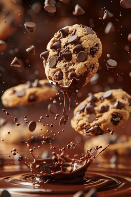 Modern & Minimal Chocolate Chip Explosion – Sweet Splash Background Poster template