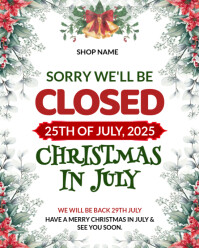 Modern & Minimal Christmas In July Closure Notice  Instagram Portrait template