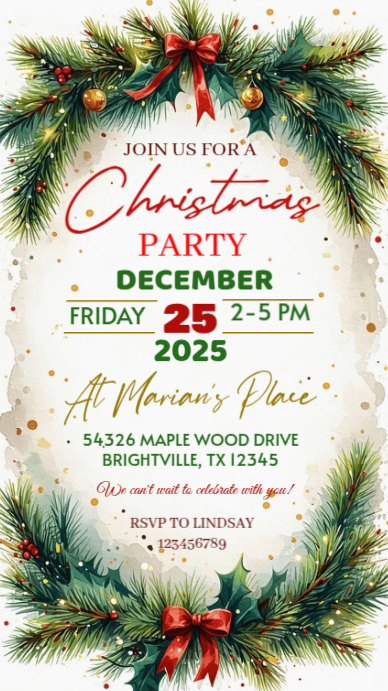 Modern & Minimal Christmas Party Flyer  Digital Display (9:16) template
