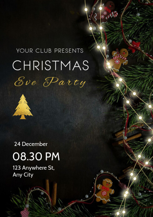 Modern & Minimal Christmas Party Invitation Card Design A4 template