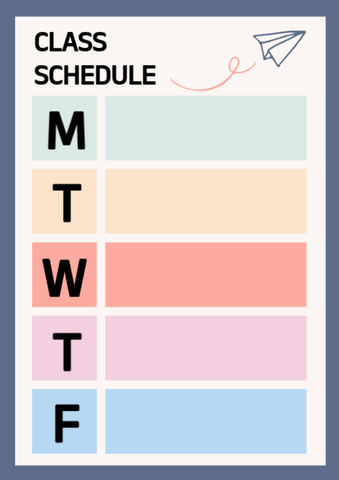 Modern & Minimal Class Schedule A4 template