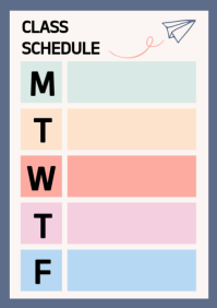 Modern & Minimal Class Schedule A4 template