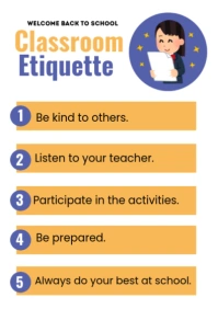 Modern & Minimal Classroom Etiquette Poster A2 template