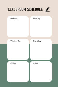 白色 Classroom Schedule Poster Template