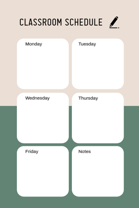 Modern & Minimal Classroom Schedule Template  Poster