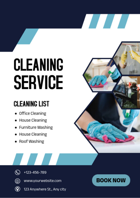 Modern & Minimal Cleaning Service Company Advertising A4 Flyer template