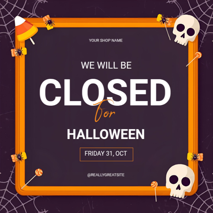 Modern & Minimal Closed On Halloween Instagram Post Template | PosterMyWall