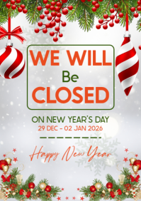 Modern & Minimal Closed On New Year’s Day A2 template
