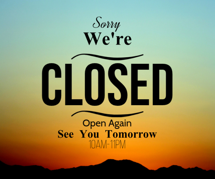 Modern & Minimal Closed Sign Medium Rectangle Template | PosterMyWall