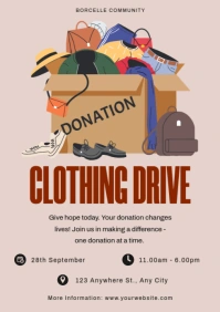 Modern & Minimal Clothing Drive Ad A4 template