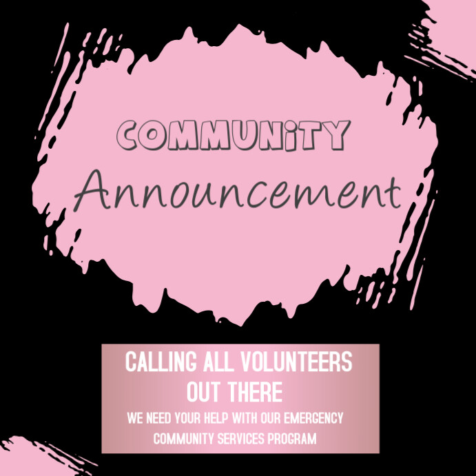 Modern & Minimal Community Announcement Instagram Post Template ...