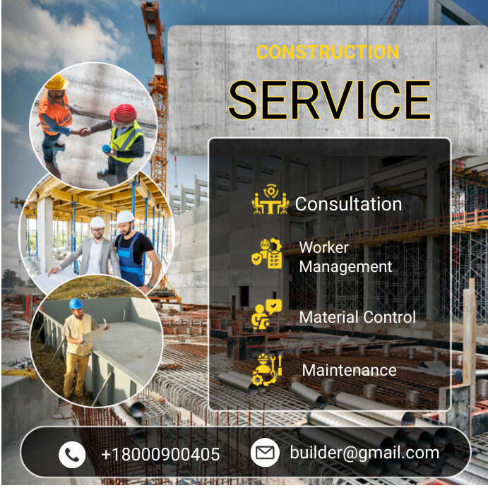 Service Ads Design Plantilla de Modern & Minimal Construction Service Ad | PosterMyWall