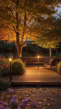 Brown Autumn Garden Scene Digitalt display Template
