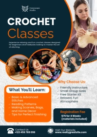 Modern & Minimal  Creative Crochet Classes Flyer Template A3