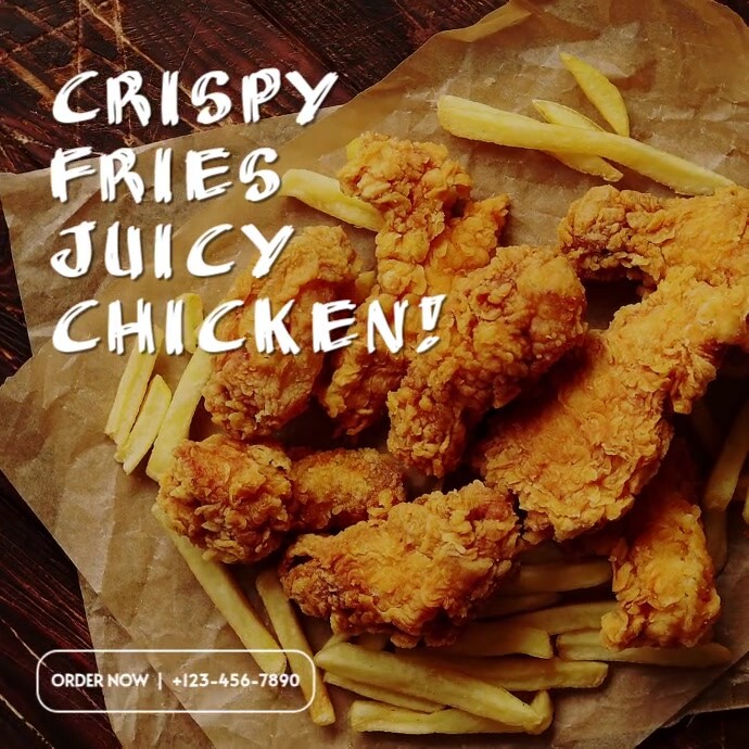 Modern & Minimal Crispy Fries Juicy Chicken! Pos Instagram template