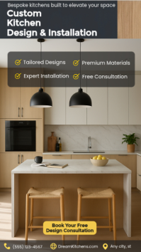 Grey Custom Kitchen Design and Installation Instagram Story Template