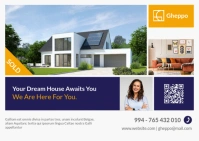 Modern & Minimal Dark Blue Orange And White Minimal Geometric Real Estate Postcard Template Design 2