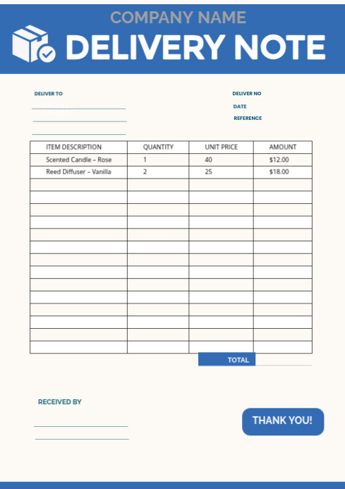 Modern & Minimal Delivery Note Template – Editable & Printable For Businesses A4