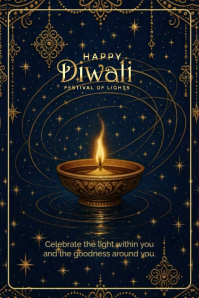 Modern & Minimal Diwali Day Poster 海报 template