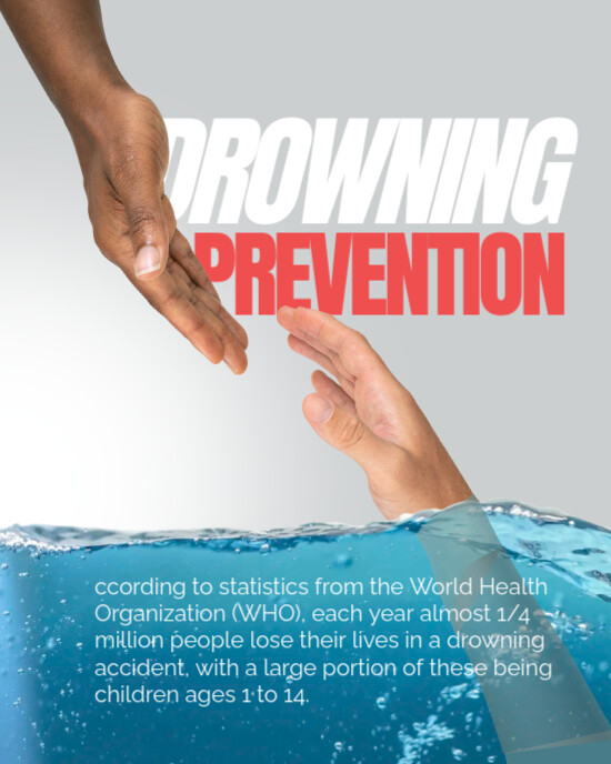 Modern & Minimal Drowning Prevention Instagram Portrait template