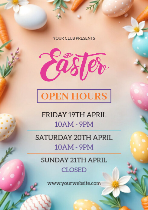 Open For Easter Sign Modern & Minimal Easter Open Hours A4 Template | PosterMyWall