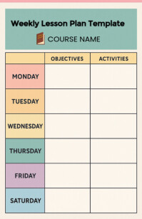 白色 Weekly Lesson Plan Tabloid Template