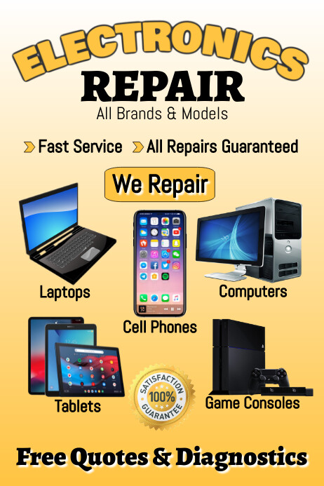 Computer Part Shop Poster Modern & Minimal Electronics Repair Computers Template | PosterMyWall