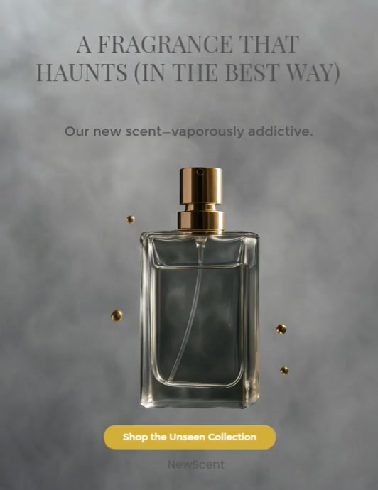 Modern & Minimal Elegant Ad  Uses A Mysterious, Smoky Background To Showcase A Luxury Perfume Or Col Pamflet (VSA Brief) template
