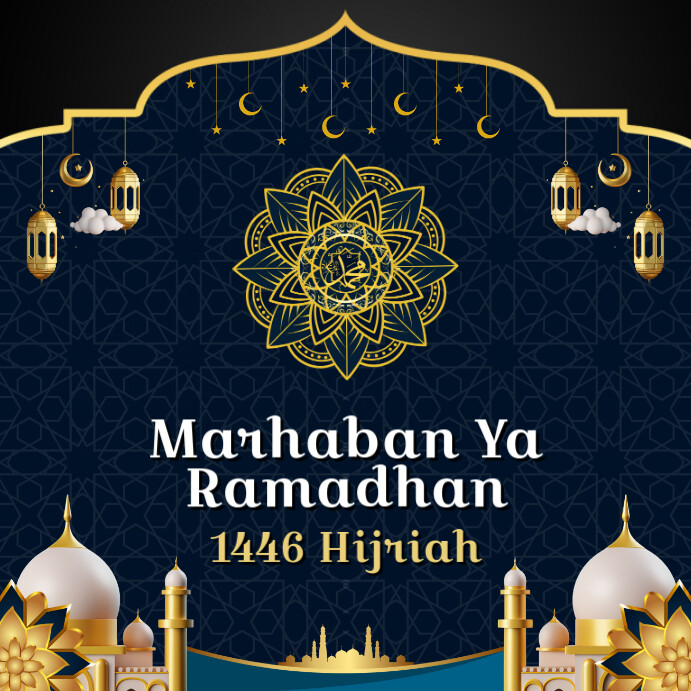 Copy of Modern & Minimal Elegant Blue And Gold Ramadan Greeting ...