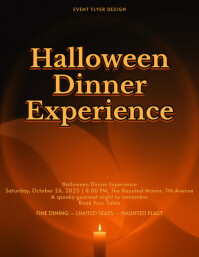 Modern & Minimal Elegant Charcoal Orange Gradient Design For Halloween Dinner Flyer (us Letter) template